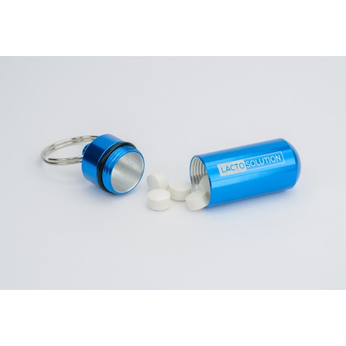 Portachiavi Lactosolution con portapillole ed enzima di lattasi 15000 FCC