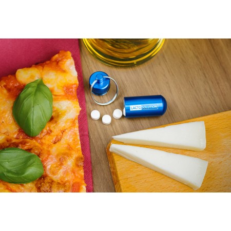 Portachiavi Lactosolution con portapillole ed enzima di lattasi 15000 FCC